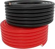 2 AWG Gauge 10 FT Welding Battery Cable Red + Black Pure Copper Power Inverter Wire Set (Positive & Negative) for Solar, RV, Car, Boat, Automotive, Marine, Motorcycle