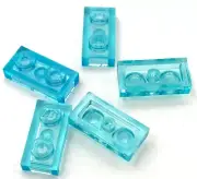 Lego 5 New Trans-Light Blue Plates 1 x 2 Stud Parts