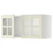 METOD wall cabinet with 2 glass doors, white/Bodbyn off-white, 80x37x40 cm