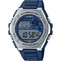 在飛比找ETMall東森購物網優惠-CASIO 卡西歐 10年電力金屬風計時手錶-藍 MWD-1