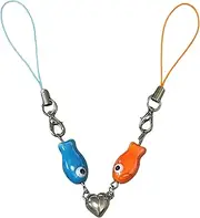[spansee] 2 PCS Ceramic Fish Phone Charms, Magnetic Matching Couple Keychain, Matching Fish Charm for Couples, BFF Best Friend Key Chain, Keychain for Girlfriend, Boyfriend, Sister (Orange, Blue),
