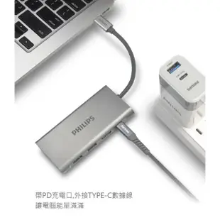 【Philips 飛利浦】DLK5524C 4合一☆typeC/USB/HDMI☆HUB集線器(4K高畫質/可PD充電)