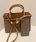 Michael Kors Hamilton Medium Satchel Shoulder Bag Handbag Purse + Long ID Wallet