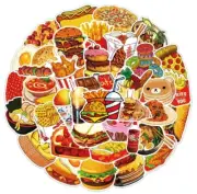 50 Food Stickers Junk Favorites Fried Tasty Vinyl Decals Phone Laptop Luggage
