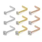 Stainless Steel Gem Nose Stud L Shape Piercing Bar Hot Sale Nose Pin Nose