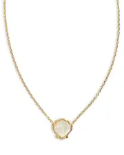 Kendra Scott Brynne Stone Shell Adjustable Pendant Necklace in 14K Gold Plated, 19