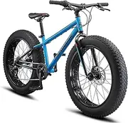 [Mongoose] Argus ST Fat Tire Mountain Bike for Youth Boys Girls, 24-Inch Wheels, Mechanical Disc Brakes, 12-Inch Steel Hardtail Frame, 7-Speed, Blue