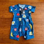 Bonds Baby Breakfast Club Blue Avo Coffee Toast Zip Wondersuit Romper Size 1
