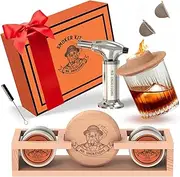 Whiskey Smoker Kit & Display Stand | Cocktail Smoker Kit with Torch & 4 Wood Chips | Old Fashioned Smokers | Bourbon Smoke Set | Drink Smoking Set (no Butane) | Whiskey & Bourbon Gifts for Men