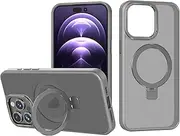 Magnetic Case Compatible with iPhone 11 Pro Max,Translucent Matte Back Non-Slip Phone Cover Protective Shockproof with Stand,Gray