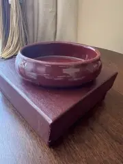 Framework Miniature Needlework Trinket Box Oval Burgundy Made In USA