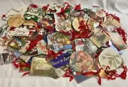 HUGE LOT - 200 Decorative Handmade Christmas Tags with Scalloped Edges & Strings