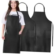 Aprons for Men Women with Large Pockets, 2 Pack Black With 2 Pockets