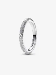 *BRAND NEW* Pandora Sterling Silver Hand Finish Texture & Stones Ring 193322C01