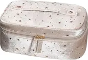 Travel Makeup Bag,Velvet Makeup Bag with Handle Cosmetic Bags for Women,Beautician Storage Bag,Large and Classy Makeup Organizer