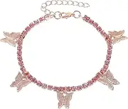[Tummy Tub] Bracelets,Bracelet Jewellery,Anklet String Charm,Rosary Bracelet Rhinestone Foot Ornament Bracelet Small Anklet Tassel Fashion Anklet Matching Rings Silver (Color : Rose Gold)