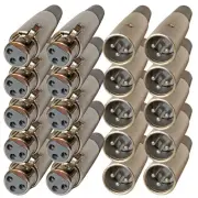 10 Male & Female 3Pin XLR Connectors for Microphone Mic Cable cord plug 20 jacks