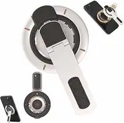 Double-Sided Magnetic Suction Decompression Ring Mobile Phone Bracket, 2025 New 360° Rotating Luminous Double-Sided Magnetic, Portable Zinc Alloy Cell Phone Stand for Office/Car/Home(White)