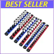Premium 6-Piece Magnetic Socket Rail with Rotatable Clips for Organized Tools