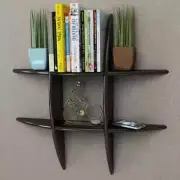 NNEVL Black MDF Floating Wall Display Shelf Book/DVD Storage