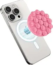 omee Magnetic Suction Cup Phone Mount, Silicone Suction Phone Case Stand for iPhone 15/14/13/12 Series, Mirror Shower Phone Holder, for TikTok Videos and Selfies, with Magnetic Patch