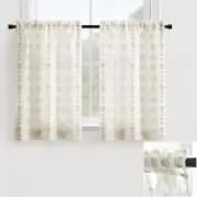 Cafe Curtains 24 Inch Length,Sheer Short Linen Curtains for Boho Kitchen