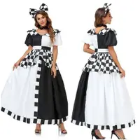 在飛比找ETMall東森購物網優惠-愛麗絲夢幻仙境黑白格米奇公主裙