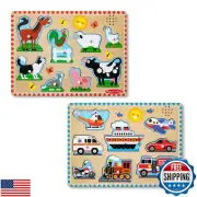 Melissa and Doug Wooden Light-Activated Sound Puzzle 2-Pack for Toddler and P