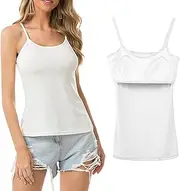 [Mayoii] Vest Top with Built in Bra UK, Breathable Tank Top with Built in Bra UK Ladies Tops with Adjustable Shoulder Strap, Camisole Tops for Women Built in Bra Vest Tops Women UK with Shelf Bra