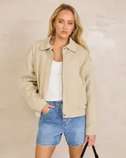 [Ava And Ever] Ava And Ever Women's Herman Bomber Jacket in Taupe Size 12 12 Taupe