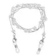 Beads Eyeglass Chain, Pearl Glasses Strap Retainer Chain, Silver-Heart