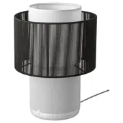 SYMFONISK speaker lamp w Wi-Fi, textile shade, white/black