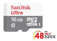 在飛比找Yahoo!奇摩拍賣優惠-SanDisk Ultra microSD UHS-I 16