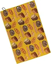 Golf Towel - Scrub Cloth with Carabiner Clip | Microfiber Fabric Golf Bread Printed Towel with Heavy Duty Carabiner Clip for Cleaning Sand, Mud, and Dirt