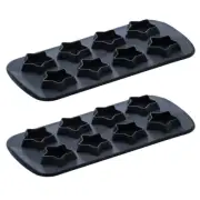 2pc Tempa Quinn Black 21cm Silicone Ice Cube Tray Maker Freezer Mould Mini Star