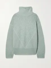 [HOLDEN] HOLDEN - Ribbed-knit Turtleneck Sweater - Gray green - small small Green