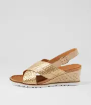 New Ziera Kaeme W Old Gold Camel Weave Leather Sandals Womens Shoes Casual
