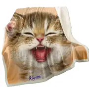Adorable for Children Laughing Kitten Throw Blanket