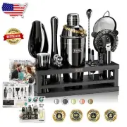 Ultimate Home Bartending Kit - 16-Piece Stainless Steel and Recipes Included