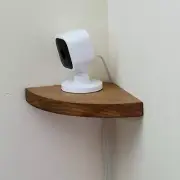 Corner Shelf Baby Monitor Speaker Round Wooden Floating White Rustic