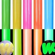 BLINGARTY Puff Vinyl Heat Transfer, Glow in The Dark Iron On for Cricut, HTV Bundle Luminous Fluorescent 5 Colors, 3D Transfer Press T Shirt, Size 12 inch X10
