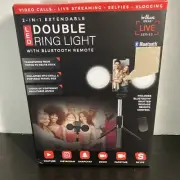 LED Double Ring Light 2 In 1 Extendable Bluetooth Tripod Selfie Stick New