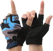 [NATURE Ann] Boy Girl Kid Child Children Half Finger Fingerless Short Shock-Absorbing No-Slip Pro Cycling Gloves Mitten for Cycling MTB Exercise Skate Skateboard Roller Skating Other Sports