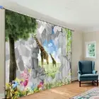 Tall Green Grassland 3D Curtain Blockout Photo Printing Curtains Drape Fabric