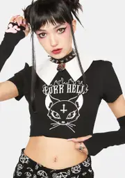 [The Grave Girls] Purr Hell Crop Top