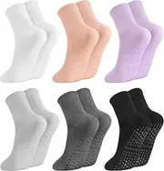 [Zuimei] 6 Pairs Pilates Socks Yoga Socks Non Slip Grip Socks Reformer Pilates Grip Socks Anti-Slip Grippy Socks for Women Pilates Barre Ballet Dance Gym Workout, Multicolour, One size