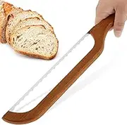 Bread Bow Cutter Serrated Bagel Knife Stainless Steel Sourdough Bread Cutter Portable Bread Cutting Tool with Bamboo Handle Bread Bow Knife for Homemade Bagels Bread Baguettes