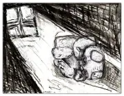 HAPPY GRAVE artist original signed DRAWING art "LIGHT COME DOWN FROM THE WINDOW"