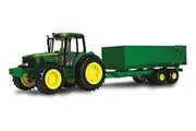 John Deere Big Farm Tractor and Wagon - 1:16 Scale - Light Up John Deere Tractor Toys - Preschool and Toddler Toys - Kids Toys Ages 3 Years and Up