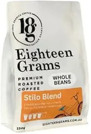 18 Grams Stilo Blend - Whole Bean Roasted Coffee - Rich Chocolate & Toffee Finish, 250g